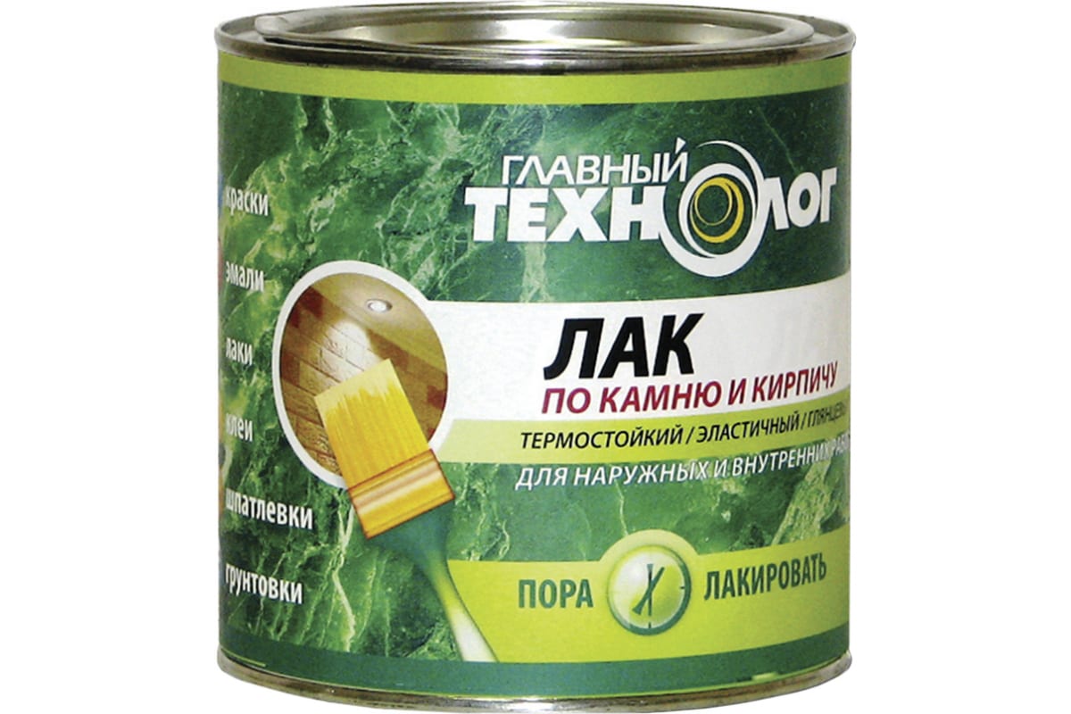 Лак по камню и кирпичу термостойкий Главный Технолог глянцевый 3л в строительном магазине