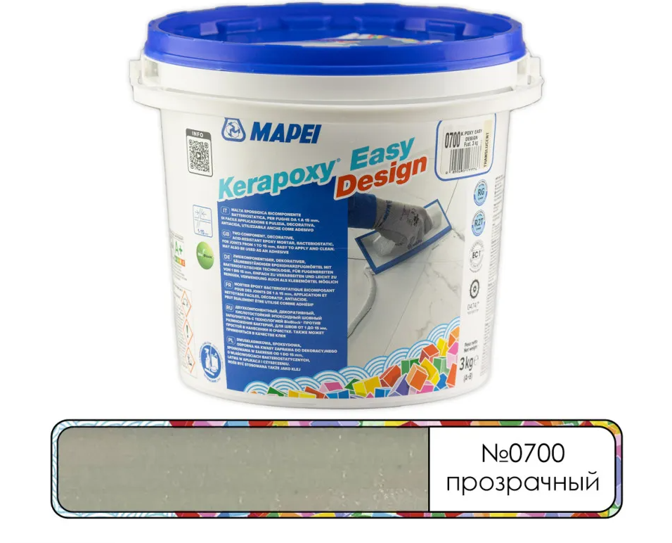 Затирка эпоксидная Mapei Kerapoxy Easy Design №100 Белый 3 кг100 белый, 103 белая луна, 110 Манхеттен 2000, 111 светло-серый, 112 Серый, 113 Темно-серый, 114 Антрацит, 119 Серый Лондон, 120 Черный, 123 Античный белый, 125 Серый замок, 127 Арктический серый, 130 жасмин, 132 Бежевый 2000, 133 песочный, 134 Шелк, 135 Золотой песок, 136 Гончарная плитка, 137 Карибский, 138 Миндаль, 141 Карамель, 142 Коричневый, 144 Шоколад, 145 Сиена, 149 Вулканический песок, 152 Лакрица, 163 Светло-лиловый, 168 Лазурный, 169 Голубая сталь, 172 Синий космос, 174 Торнадо, 176 Зелено-серый, 177 Шалфей, 187 Лён, 189 Спельта, 700 Бесцветный, 131 Ваниль, 143 Терракотовый, 167 Авио, 188 Бичквитный