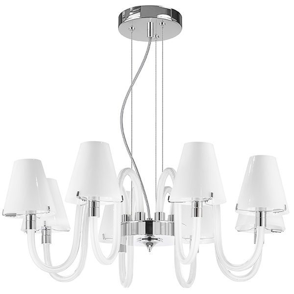 760086 Люстра подв. BIANCO 8х40W G9 ХРОМ БЕЛ. стекло в строительном магазине