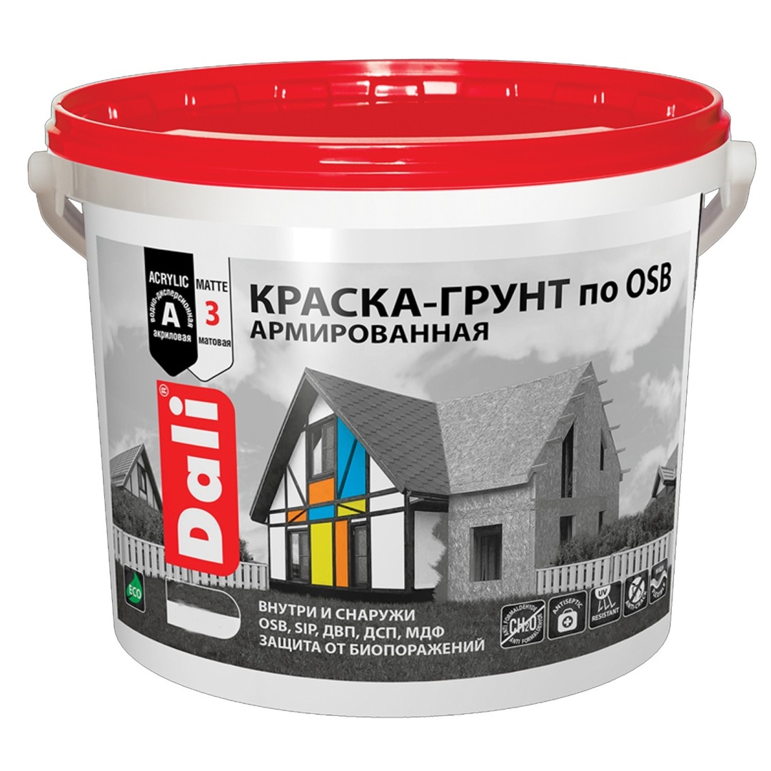Краска-грунт по OSB DALI армированная атмосферостойкая 3кг в строительном магазине