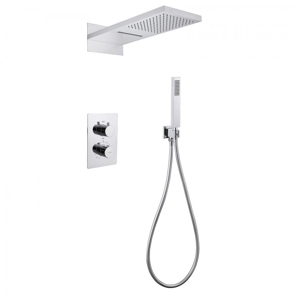 Душевая система ABBER Weiss Insel AF8052 скрытого монтажа без излива, термостат, хром (555х230) в строительном магазине