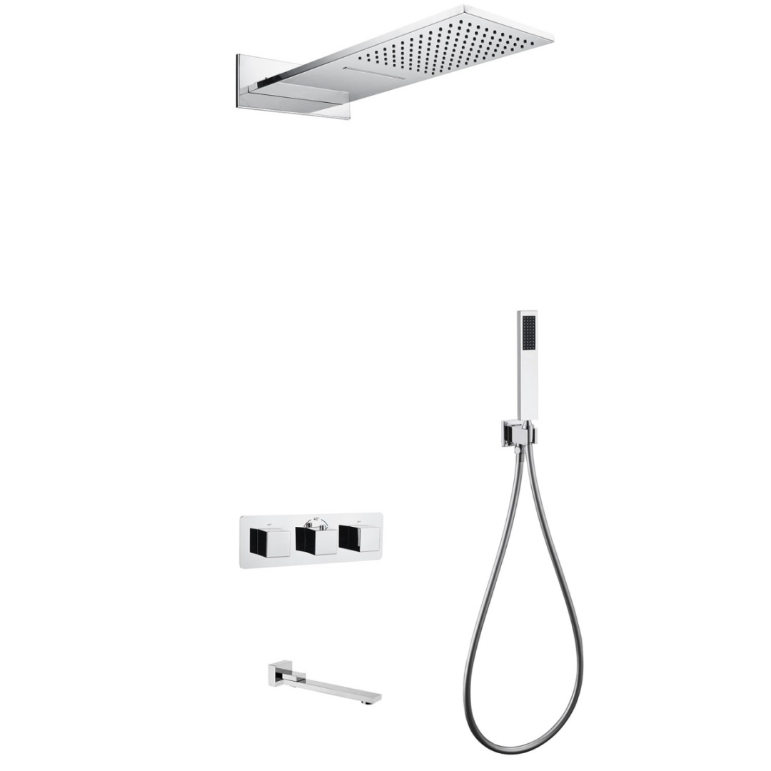 Душевая система ABBER Daheim AF8253 скрытого монтажа с изливом, термостат, хром в строительном магазине