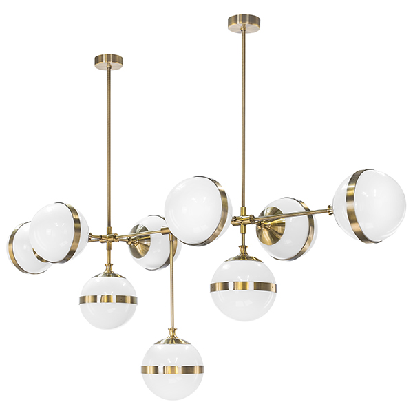 813191 Люстра GLOBO 9х40W E14 electroplating bronze/white в строительном магазине