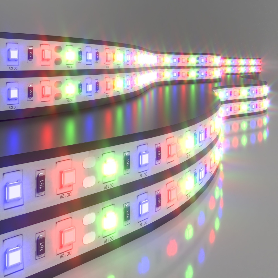 Светодиодная лента 12 В 14,4 Вт/м 60 Led/м 5050 IP20, RGB, 5 м Лента светодиодная 12V 14,4W 60Led 5050 IP20 RGB, 5м в строительном магазине