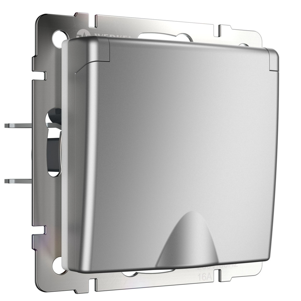 W1171206/ Розетка влагозащ. с зазем. с защит. крышкой и шторками (серебряный) W1171206 в строительном магазине