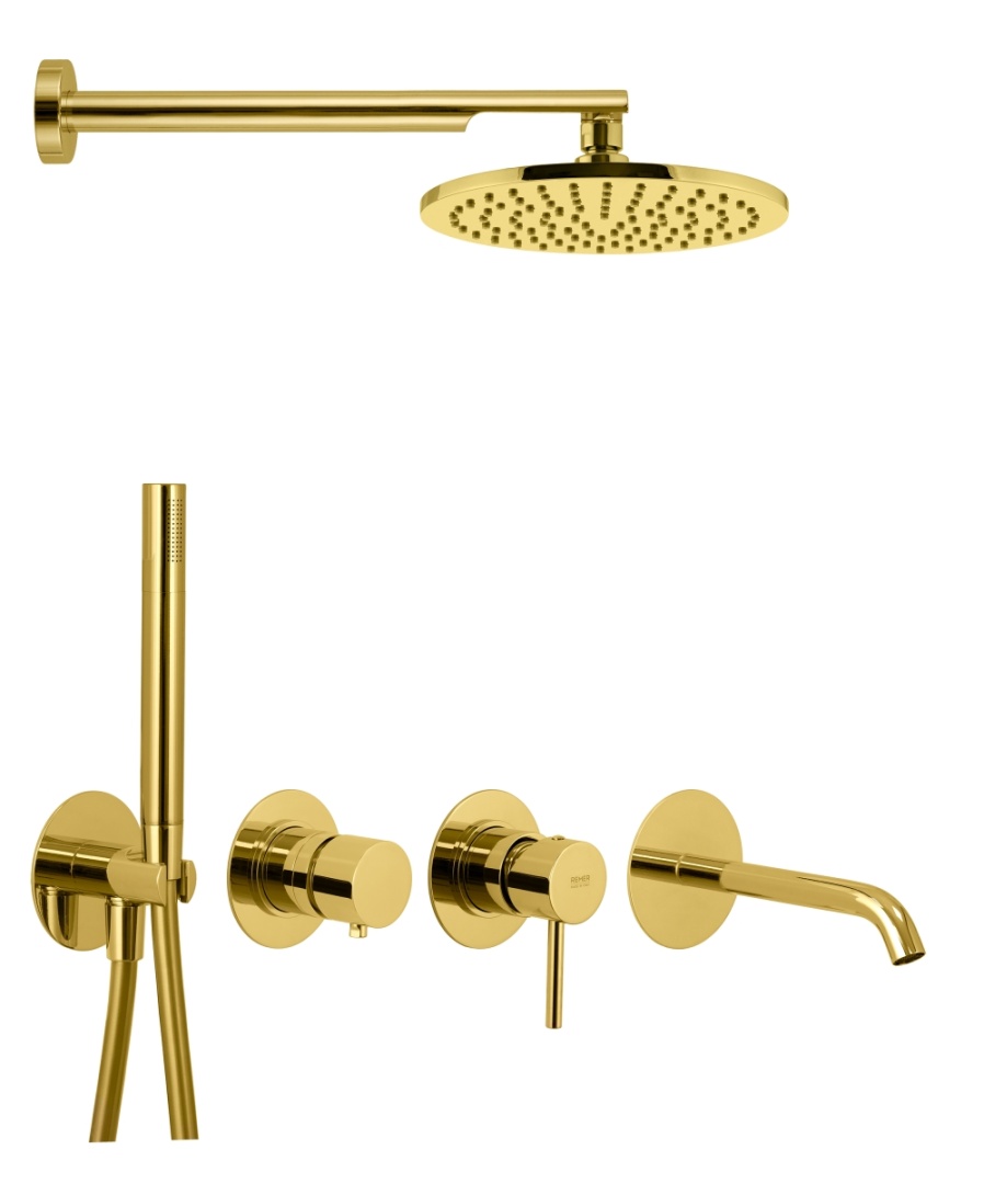 Душевая система Remer X Style X96D3SETDO, золото глянцевое в строительном магазине