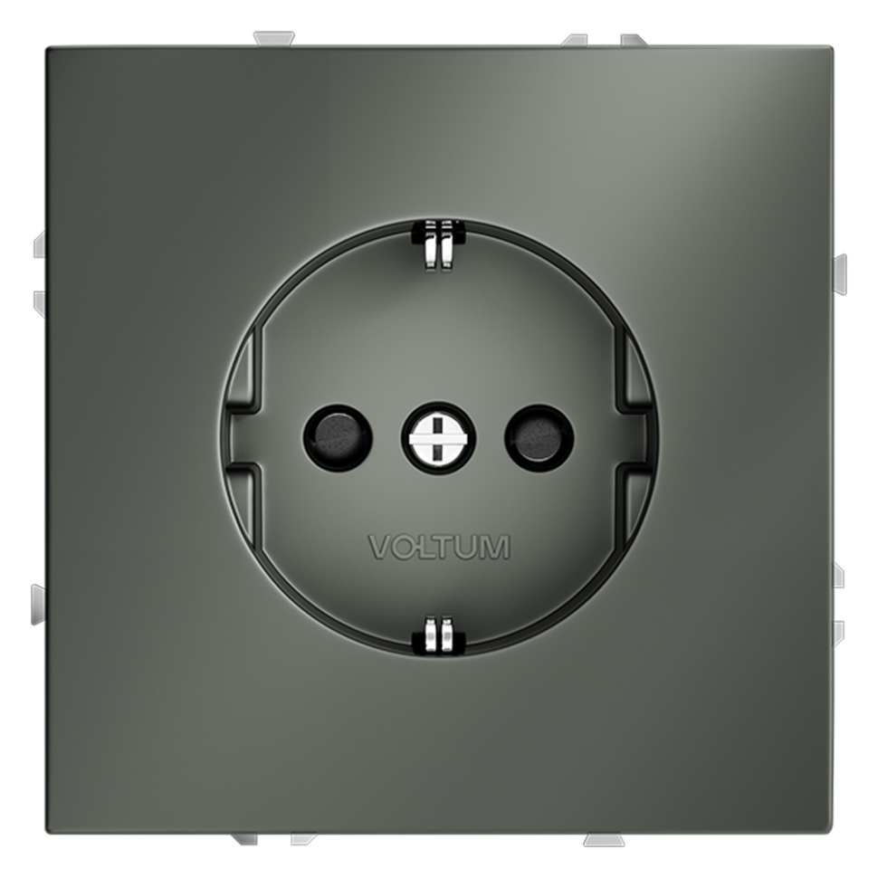 Розетка встраиваемая VOLTUM S70 с заземлением и защитными шторками, 16А, (титан) в строительном магазине