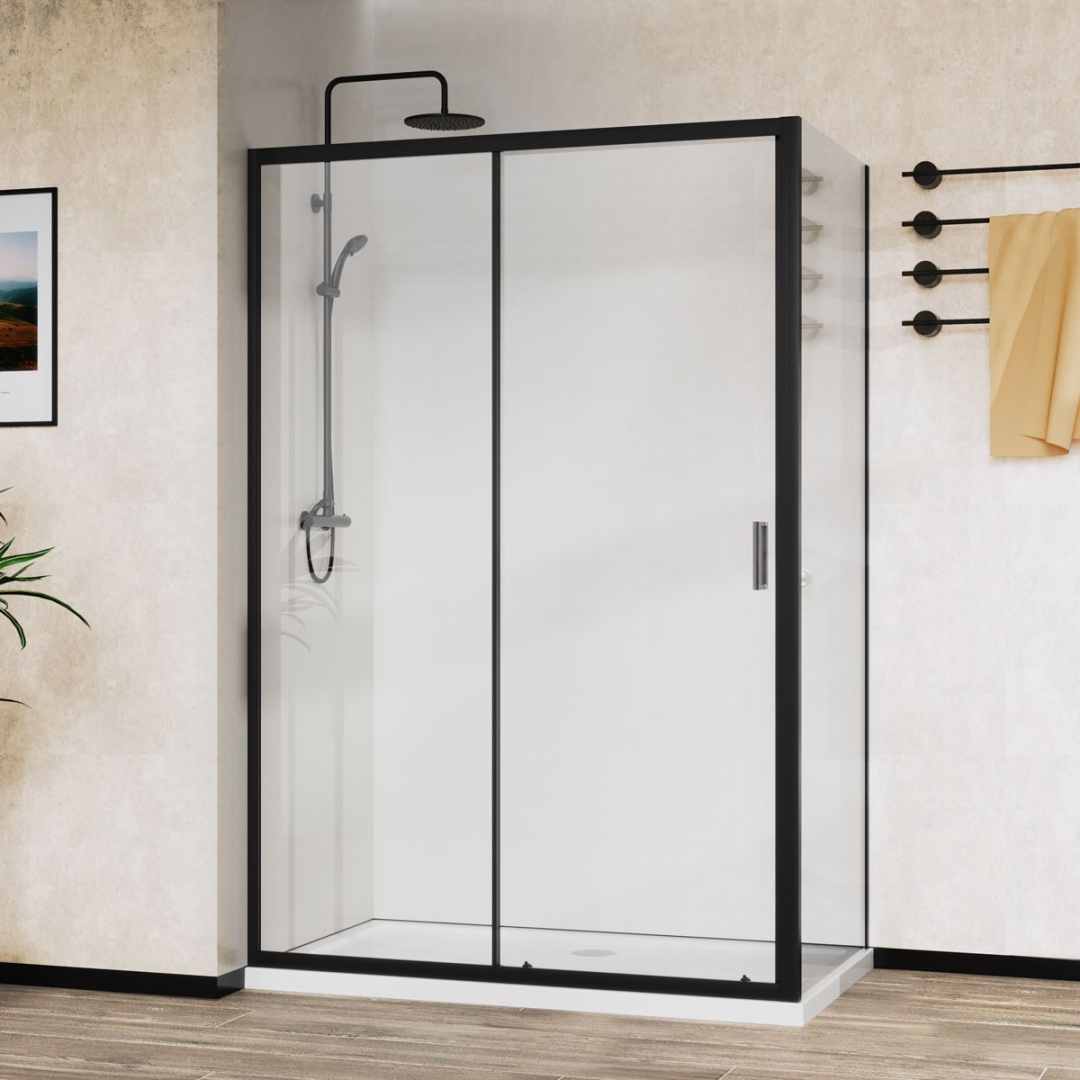 Душевой уголок Vincea City VSR-5CT9012CLB, 1200x900, черный, стекло прозрачное в строительном магазине
