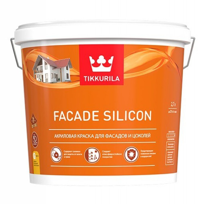 Краска фасадная Tikkurila Facade Silicon силиконизированная 2,7л в строительном магазине