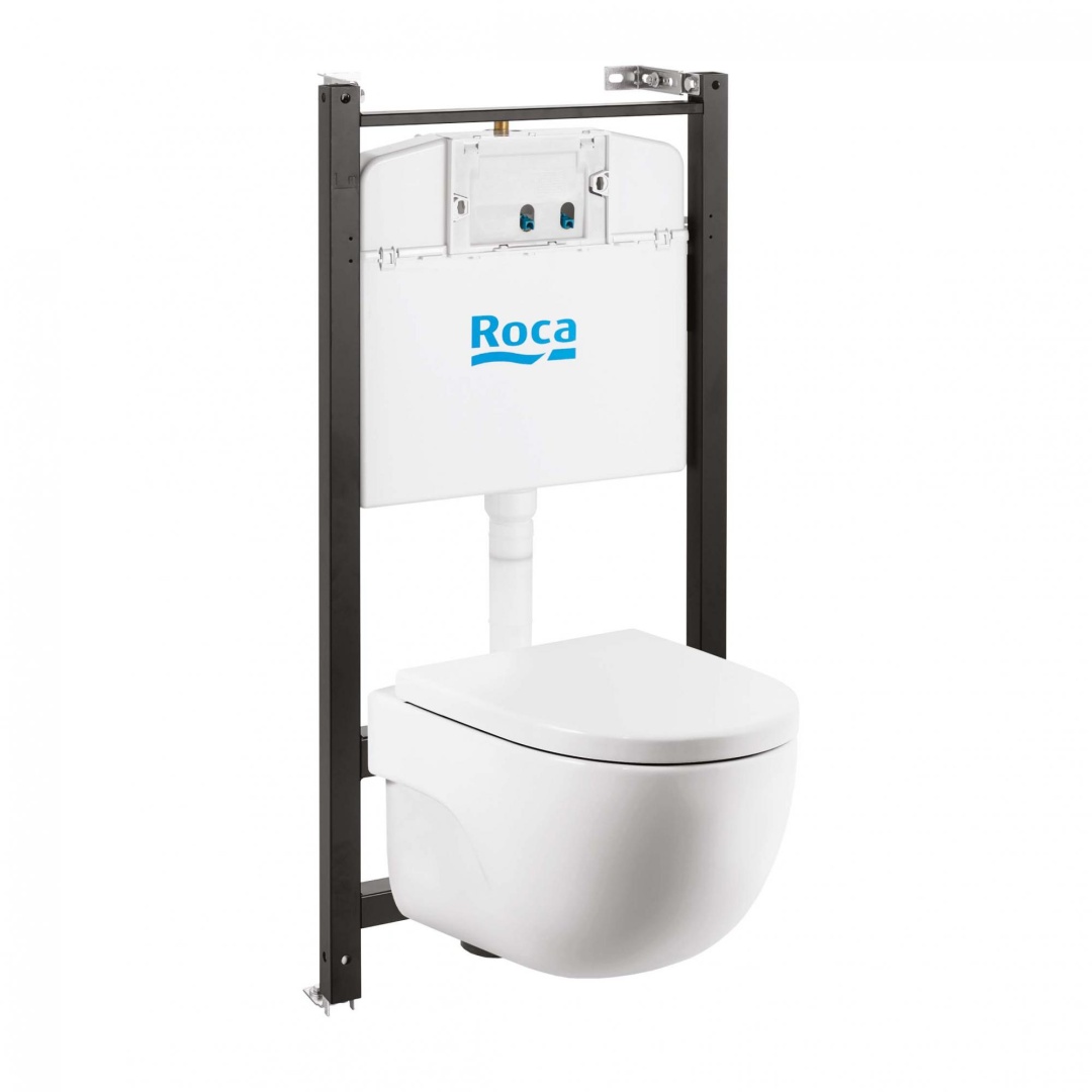 Комплект унитаза Roca Meridian 893104990 Rimless с инсталляцией;сиденьем Supralit;без панели смыва в строительном магазине