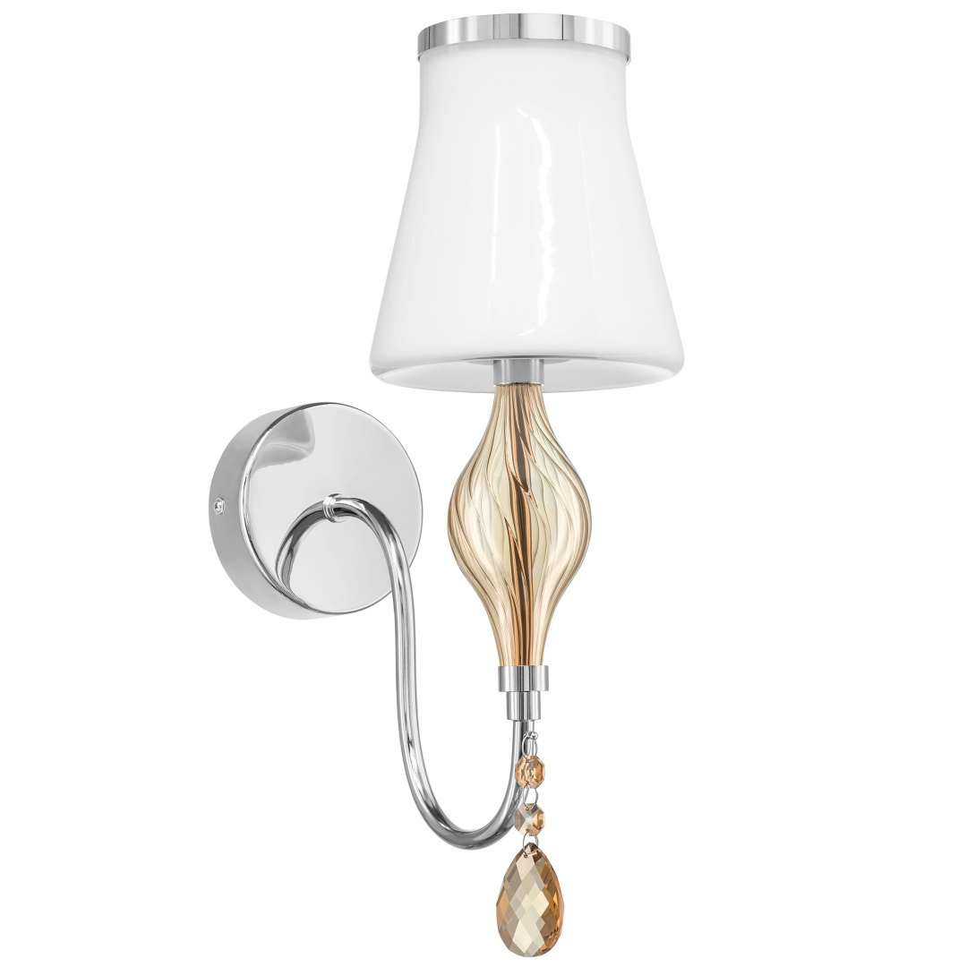 806610 Бра ESCICA 1х40W E14 БЕЛЫЙ/КОНЬЯК/ХРОМ в строительном магазине