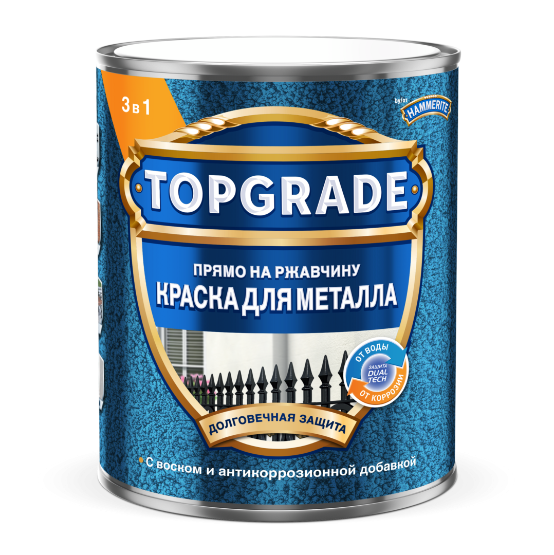 Краска для металлических поверхностей TOPGRADE алкидная молотковая медная 2,5л в строительном магазине