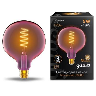 Лампа светодиодная диммируемая филаментная Gauss E27 5W 1800K розовая 1011802105 в строительном магазине