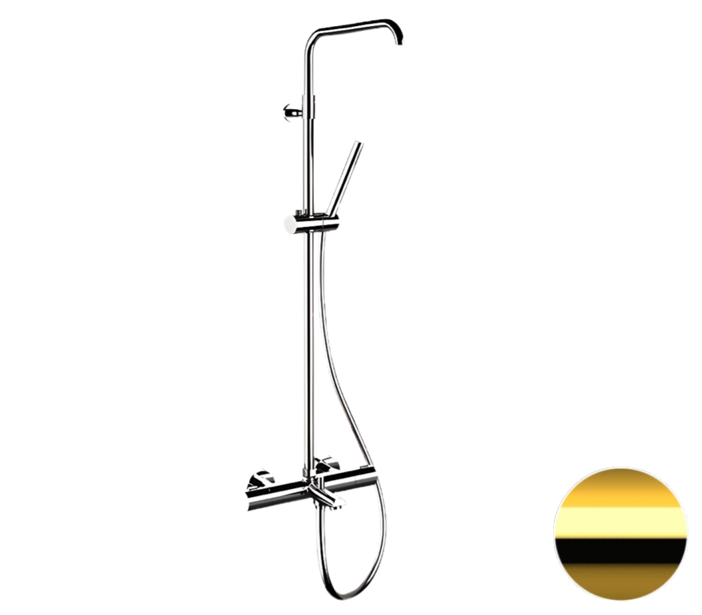 Душевая система термостатическая с изливом Remer Elegance EQ34A7MMSSOFDO, золото глянцевое в строительном магазине