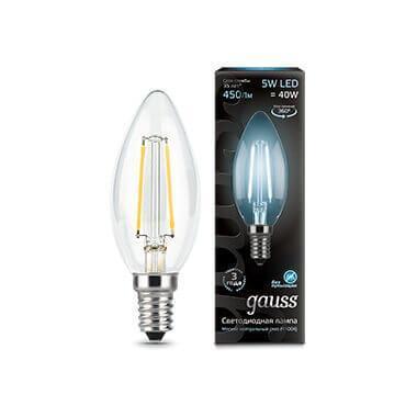 Лампа светодиодная Gauss E14 5W 4100K прозрачная 103801205 в строительном магазине