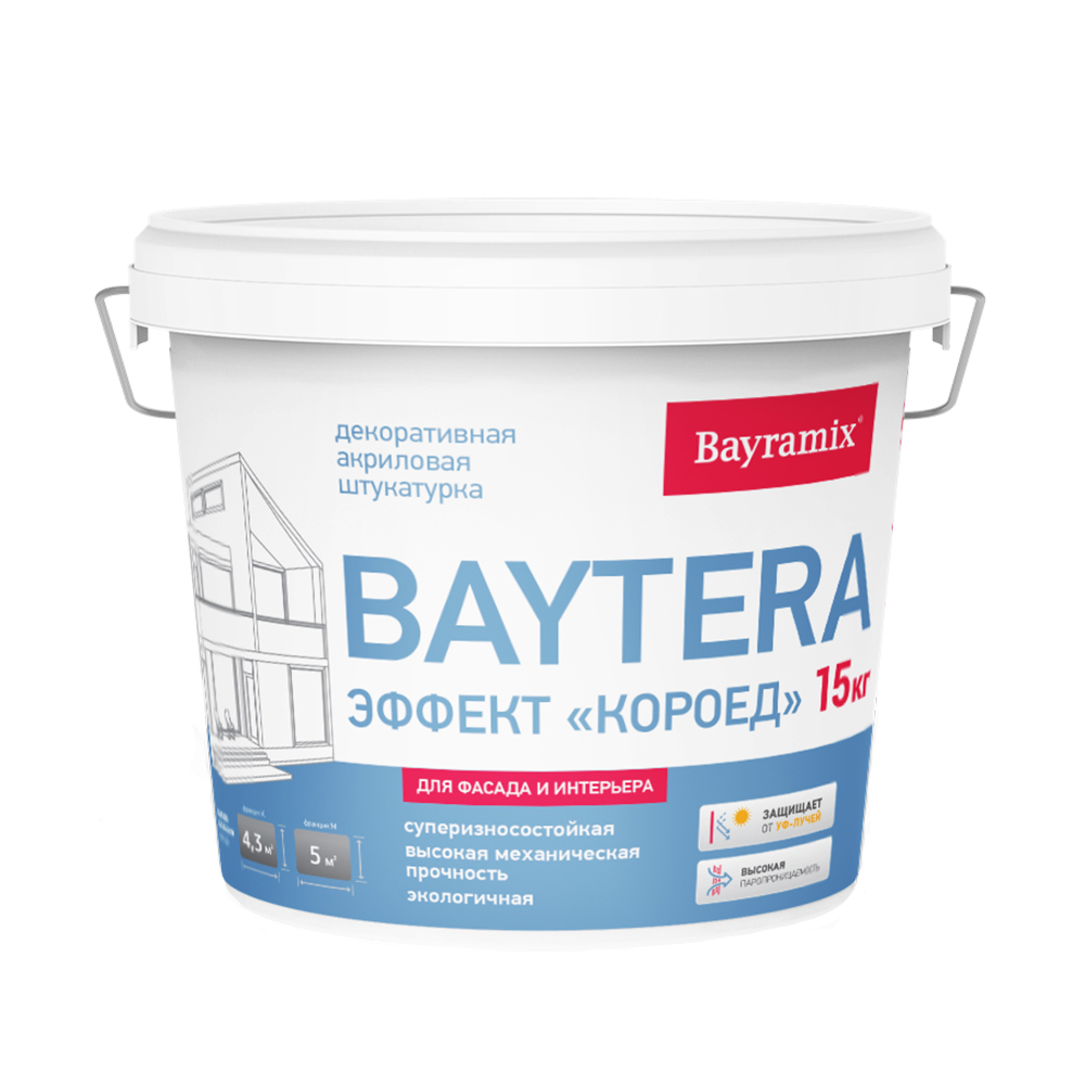 Декоративная штукатурка Bayramix BAYTERA (Байрамикс БАЙТЕРА) М короед мелкая фракция 15кг в строительном магазине