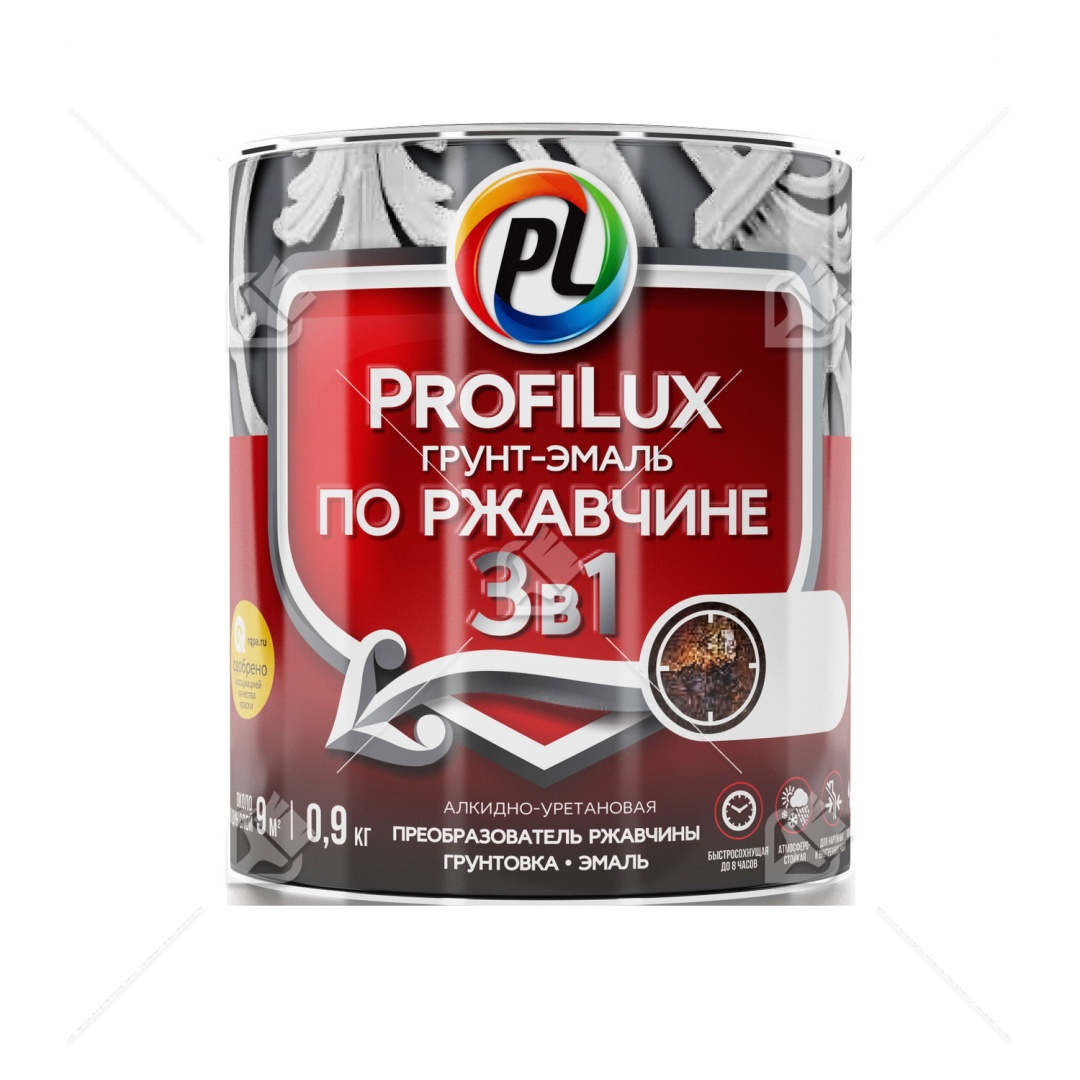 Грунт-эмаль на ржавчину 3в1 Profilux полумат белая0,9кг.