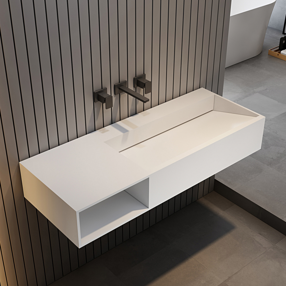 Тумба с раковиной ABBER Stein AS2640-1.2 L подвесная, белая матовая в строительном магазине