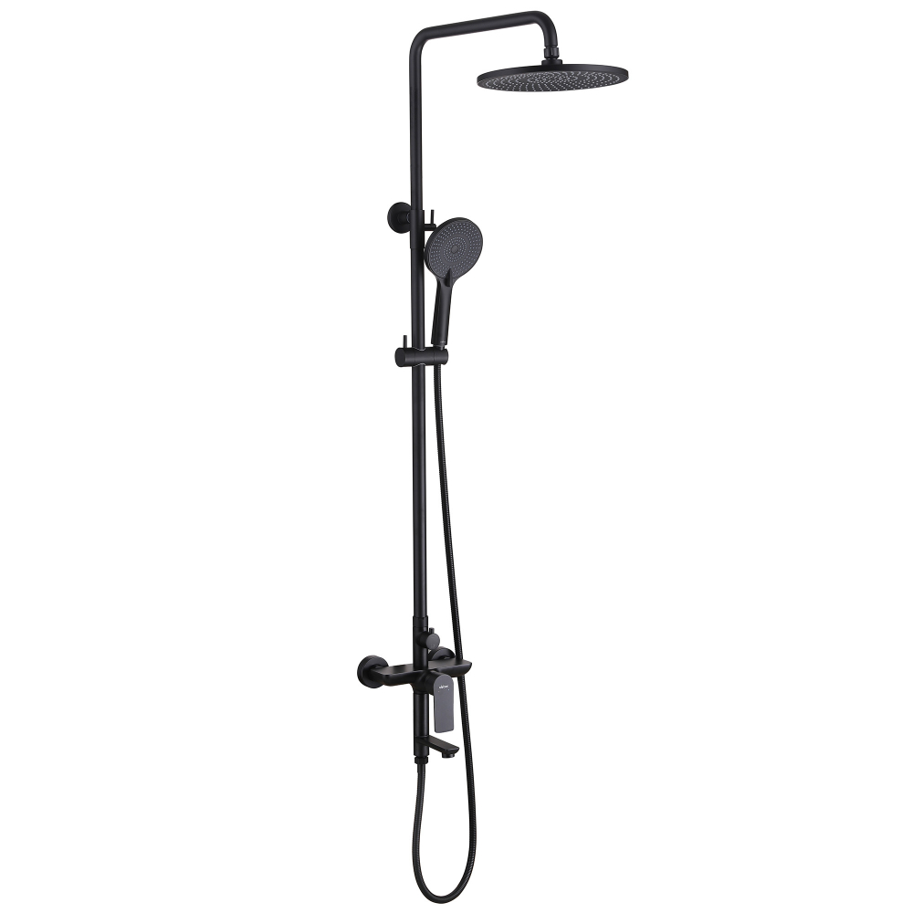 Душевая стойка ABBER Weiss Insel AF8016NB с изливом, черная матовая в строительном магазине