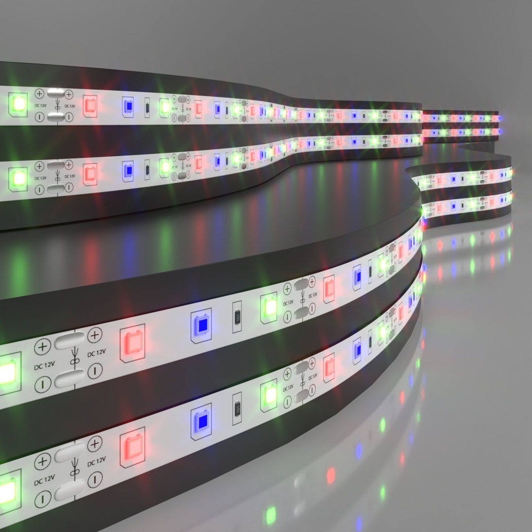 Светодиодная лента 12 В 4,8 Вт/м 60 Led/м 2835 IP20, RGB, 5 м Лента светодиодная 12V 4,8W 60Led 2835 IP20 RGB, 5м в строительном магазине