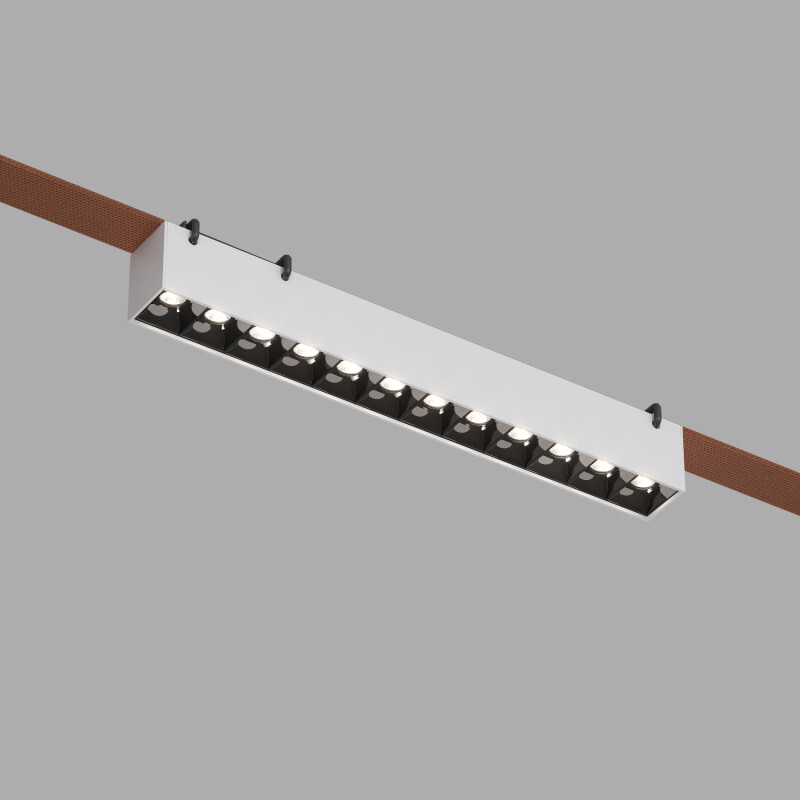 DK5570-WB Cветильник для трека-ремня Belty, серия Grill, со светодиодом, L323*W40*H45мм, 48V DC, 12W, RA90, 24°, 4000K, IP20, белый с черным, алюминий в строительном магазине