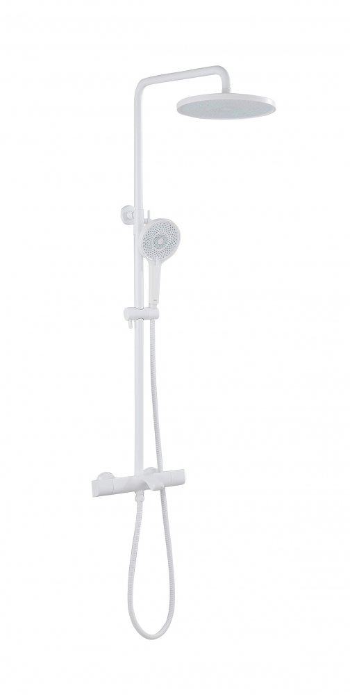 Душевая стойка ABBER Thermostat AF8516FWL с термостатом и изливом, белый матовый в строительном магазине