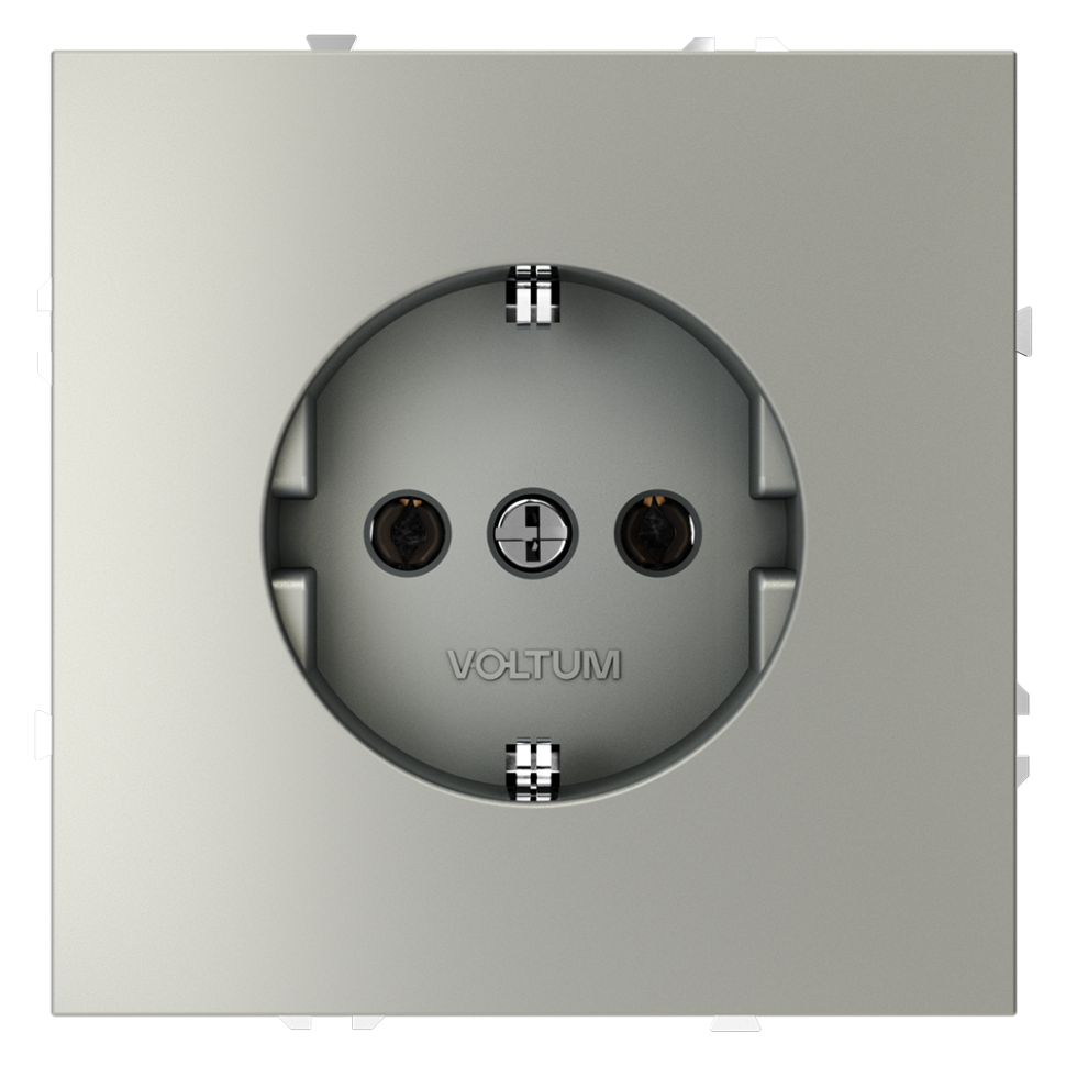 Розетка встраиваемая VOLTUM S70 с заземлением 16А, (сталь) в строительном магазине