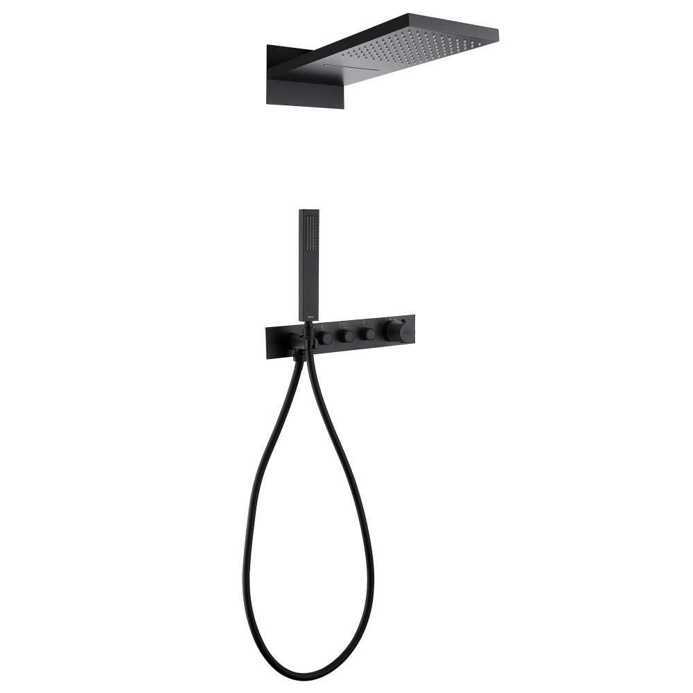 Душевая система ABBER Rund AF8752B скрытого монтажа без излива, термостат, черная матовая в строительном магазине