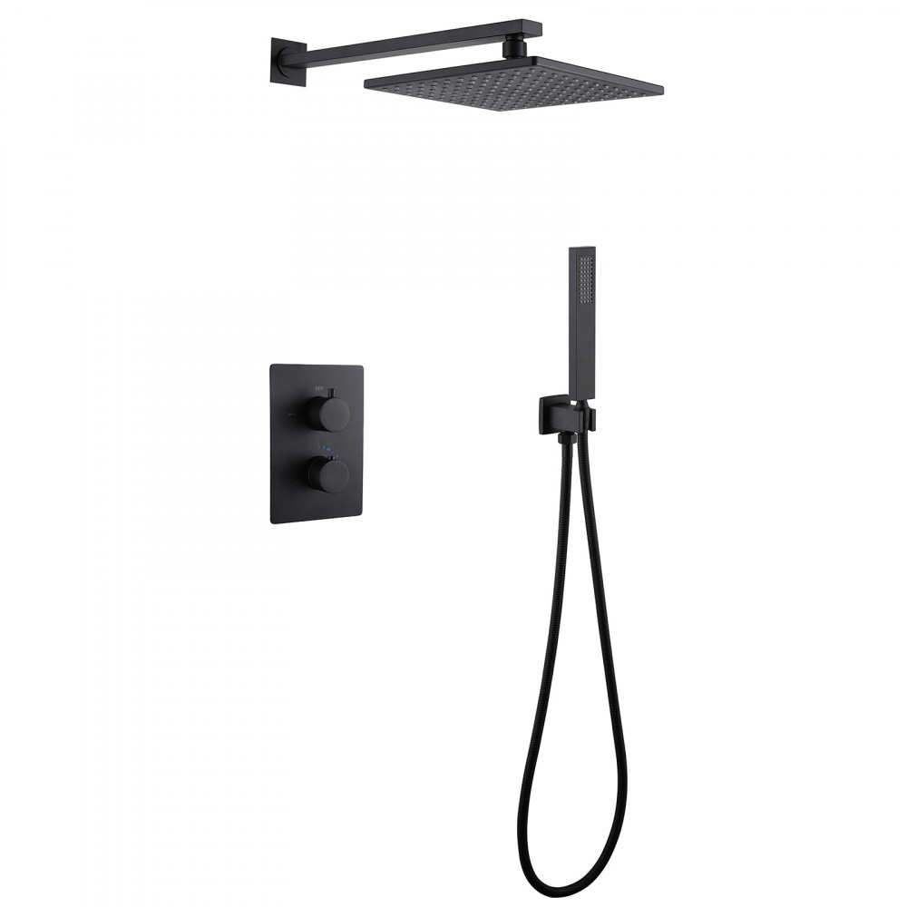 Душевая система ABBER Weiss Insel AF8051B скрытого монтажа без излива, термостат, черный матовый в строительном магазине