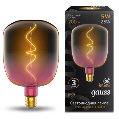 Лампа светодиодная филаментная Gauss E27 5W 1800K розовая 1010802105 в строительном магазине