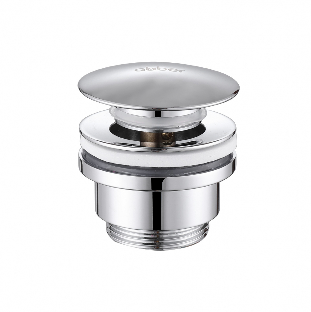 Донный клапан ABBER AF0011 без перелива, клик-клак, хром в строительном магазине