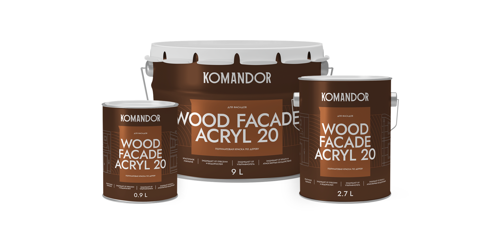 Краска фасадная по дереву Wood facade acryl 20 Полуматовая водно-дисперсионная 0,9л в строительном магазине