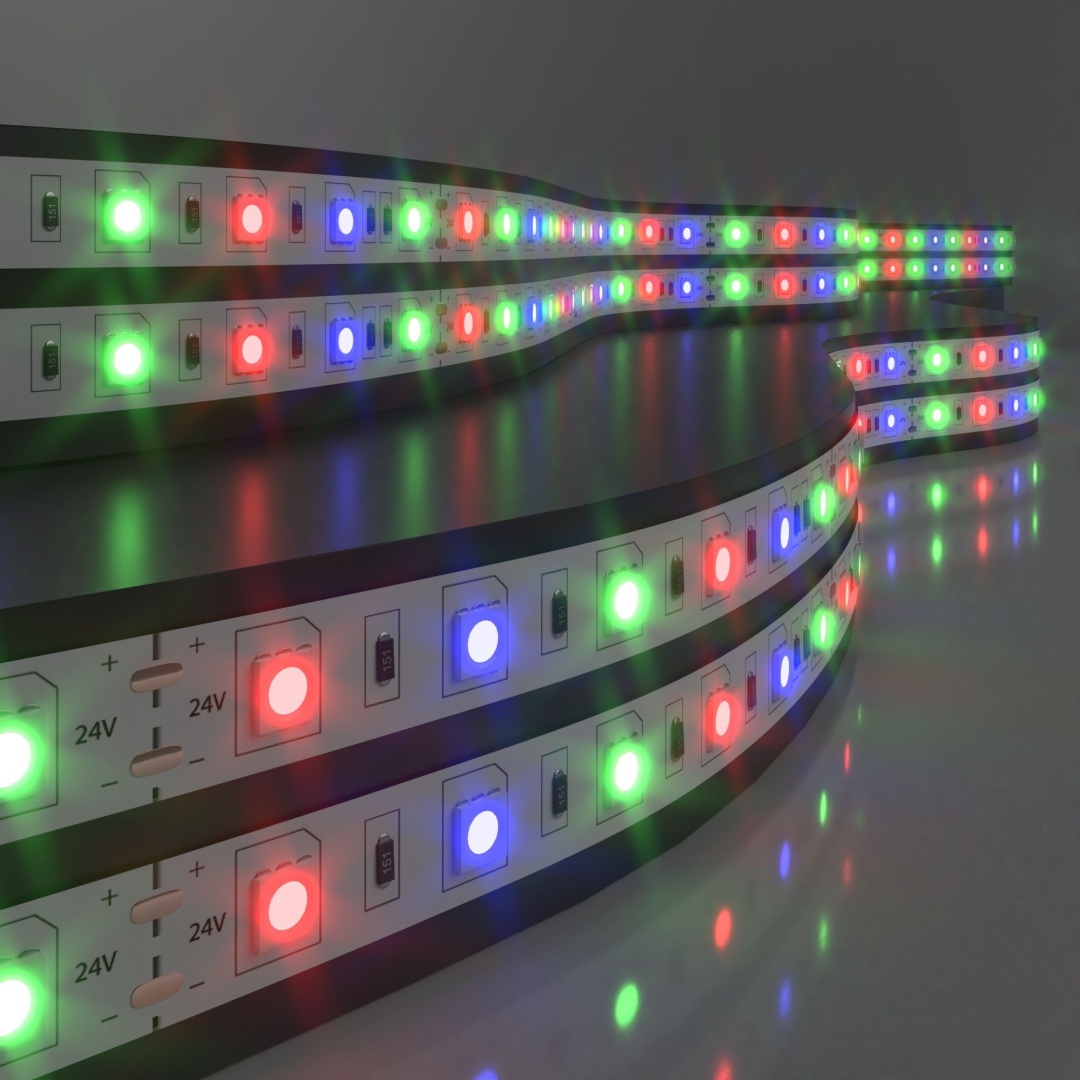 Светодиодная лента 24 В 14,4 Вт/м 60 Led/м 5050 IP20, RGB, 5 м Лента светодиодная 24V 14,4W 60Led 5050 IP20 RGB, 5м в строительном магазине