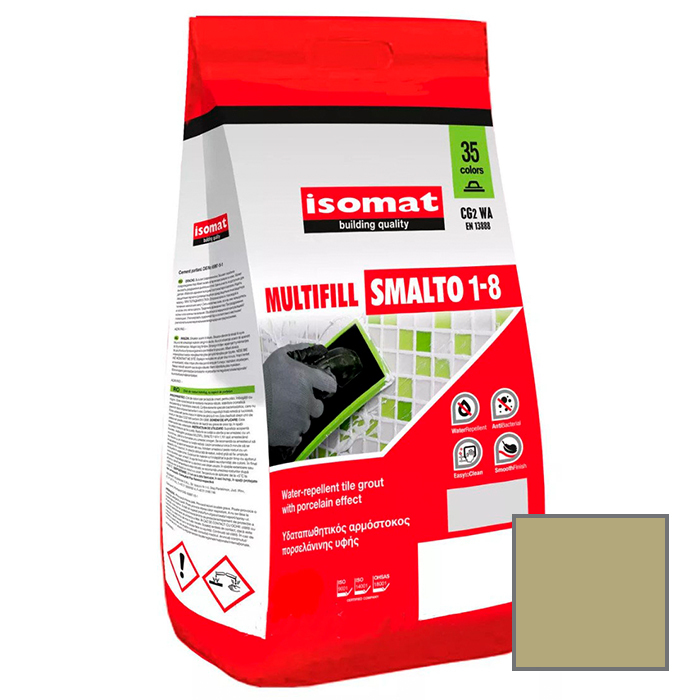 Затирка для плитки Isomat Multifill Smalto 1-8 №11 Слоновая Кость 2 кг11 слоновая кость, 01 Белый, 02 Черный, 03 серый, 04 перламутрово-серый, 05 светло-серый, 06 багама-бежевый, 07 красно-коричневый, 08 коричневый, 09 светло-коричневый, 10 темно-серый, 13 красный, 15 махэттен, 16 светлая охра, 17 анемон, 18 перламутрово-бежевый, 19 мокко, 20 марун, 21 карамель, 25 крокус, 30 цементно-серый, 31 керамик, 32 синий миконос, 29 серебряно-серый, 40 тёмно-коричневый, 41землянисто-коричневый, 42 серовато-бежевый, 43 оливковый зеленый, 44 желтовато-коричневый, 45 песочный, 46 серовато-синий, 47 сиреневый, 48 лимонный желтый, 49 бирюзовый