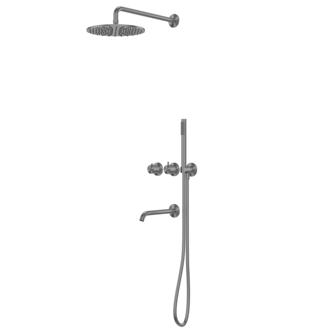 Душевая система ABBER Wasser Kreis 316 AF8150BGG скрытого монтажа с изливом, термостат, оружейная сталь брашированная в строительном магазине