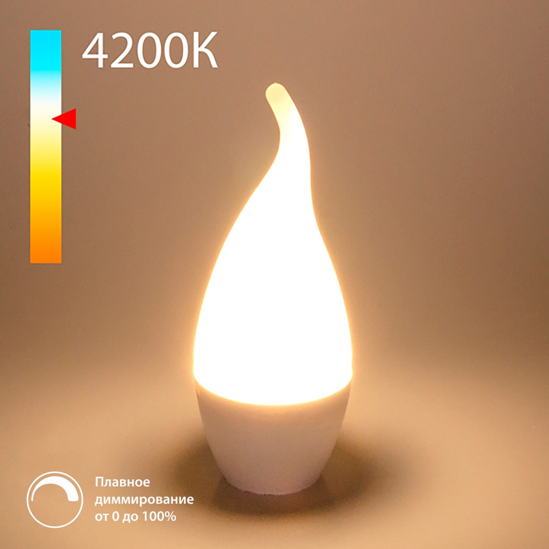 Светодиодная лампа "Свеча на ветру" Dimmable CW35 7W 4200K E14 BLE1450 в строительном магазине