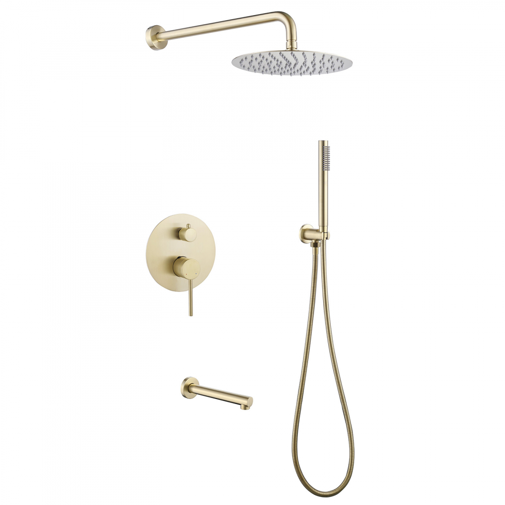 Душевая система ABBER Emotion AF8817G скрытого монтажа с изливом, золото матовое в строительном магазине