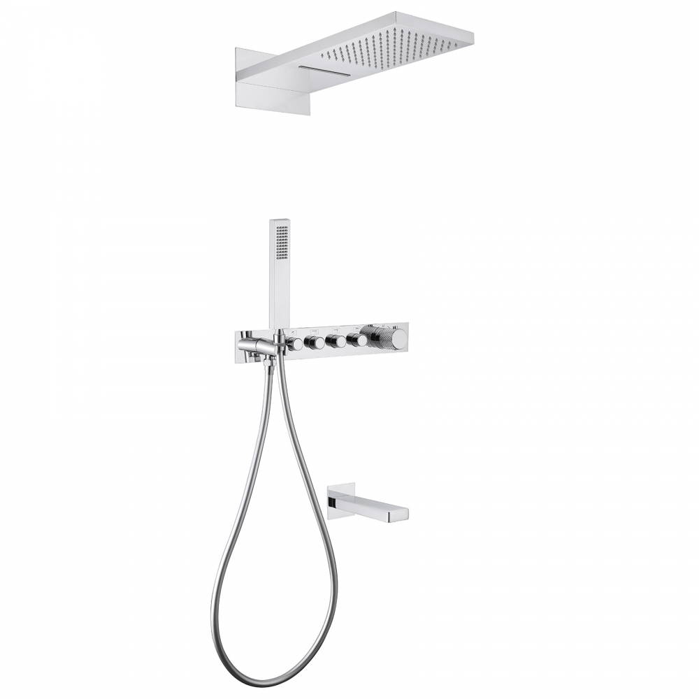 Душевая система ABBER Rund AF8753 скрытого монтажа с изливом, термостат, хром в строительном магазине