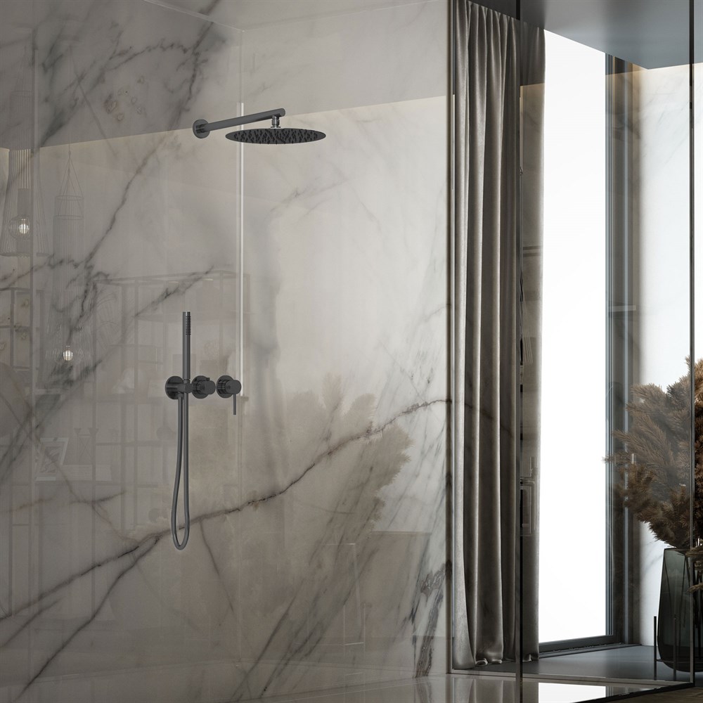 Душевая система Vincea Groove VSFW-4G01GM встраиваемая, 2 режима, 30см верх душ, вороненая сталь в строительном магазине