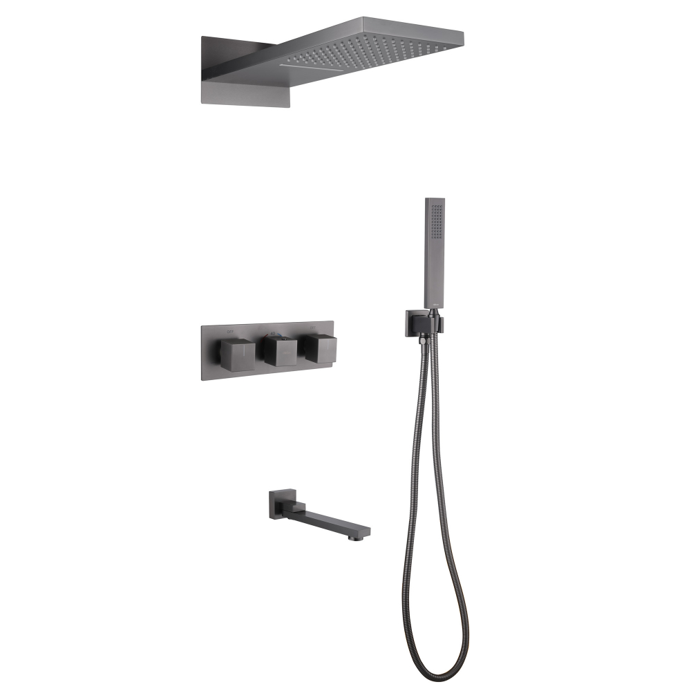 Душевая система ABBER Daheim AF8253NG скрытого монтажа с изливом, термостат, никель (555х230) в строительном магазине