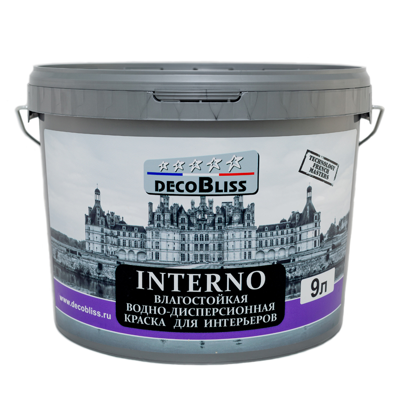 Краска интерьерная DecoBliss Interno (Декоблиз Интерно) - влагостойкая матовая 2,7л в строительном магазине