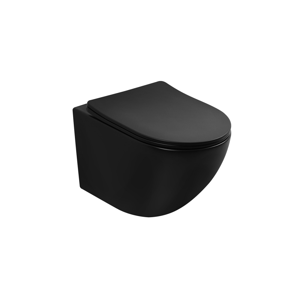 Унитаз ABBER Bequem AC1100TMB подвесной черный матовый, безободковый, смыв торнадо в строительном магазине