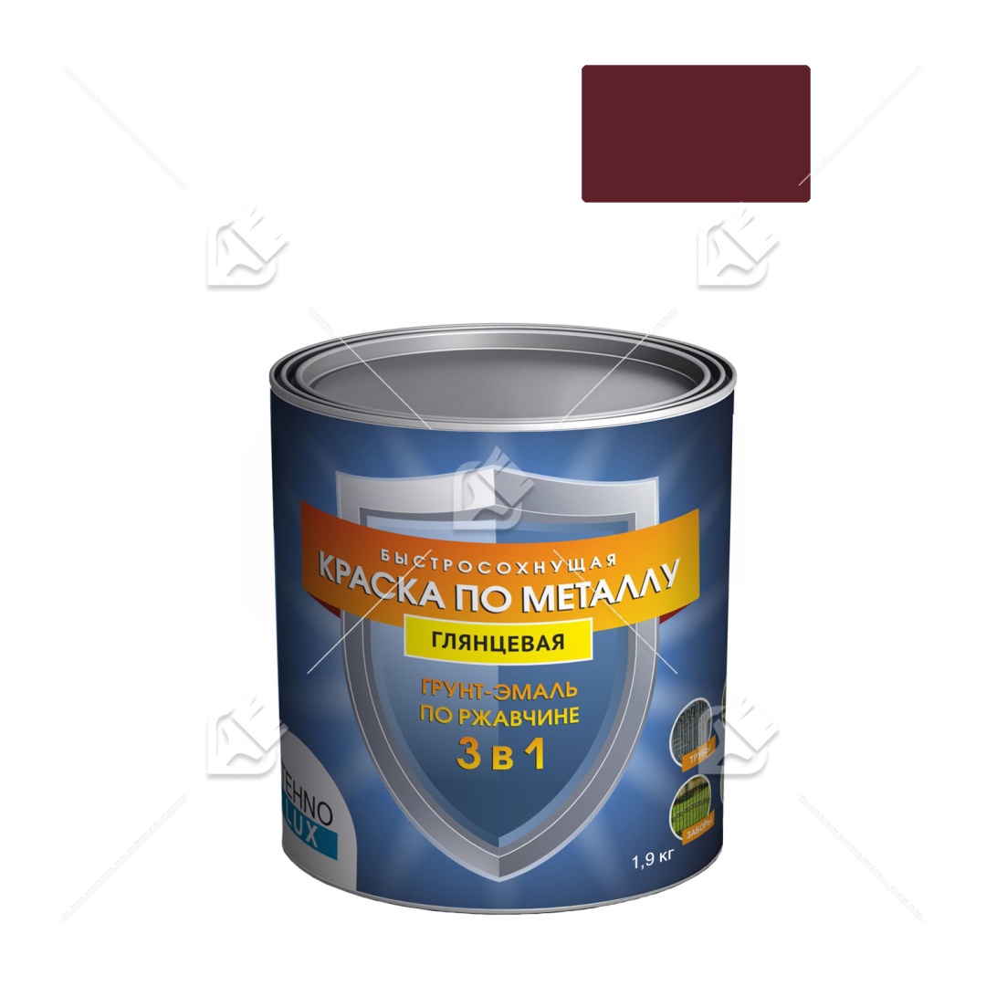 Грунт-эмаль 3в1 Технолюкс вишнево-красная RAL 3005 1,9кг