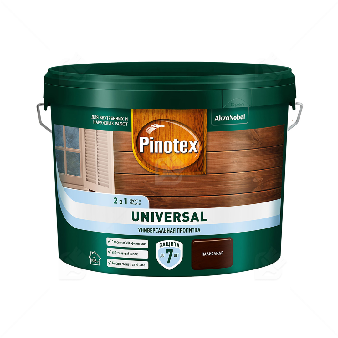 Пропитка Pinotex Universal 2в1 для дерева Палисандр 9л