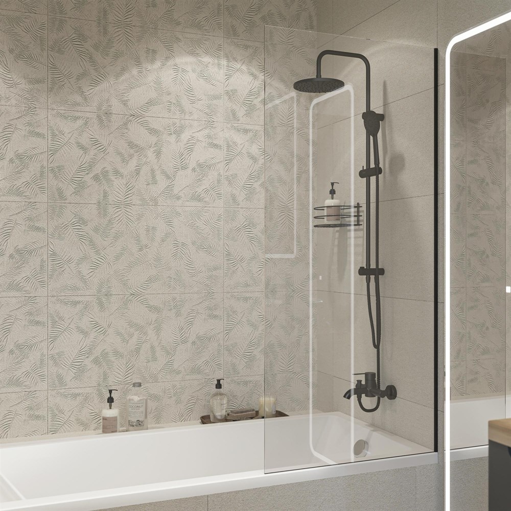 Шторка на ванну DIWO Ростов 4GW012 неподвижная, 70x150, черная матовая 556129 в строительном магазине