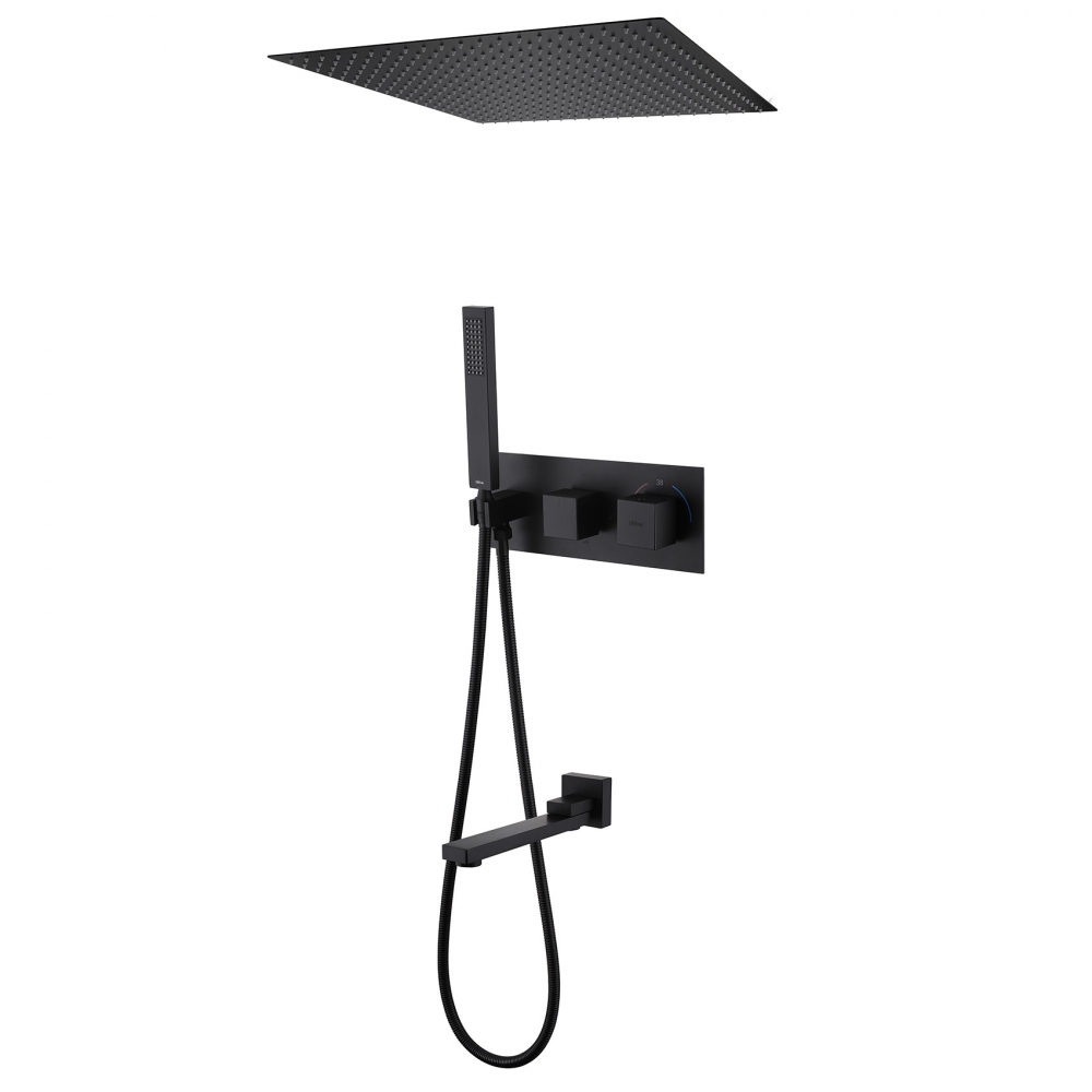 Душевая система ABBER Daheim AF8254B скрытого монтажа с изливом, термостат, черная матовая в строительном магазине