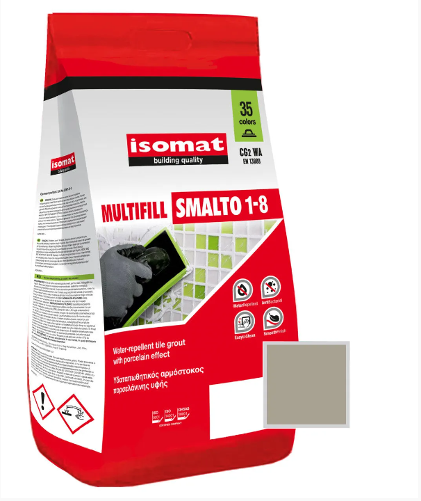 Затирка для плитки Isomat Multifill Smalto 1-8 №46 Серовато-синий 2 кг46 серовато-синий, 01 Белый, 02 Черный, 03 серый, 04 перламутрово-серый, 05 светло-серый, 06 багама-бежевый, 07 красно-коричневый, 08 коричневый, 09 светло-коричневый, 10 темно-серый, 11 слоновая кость, 13 красный, 15 манхеттен серый, 16 светлая охра, 17 анемон, 18 перламутрово-бежевый, 19 мокко, 20 марун, 21 карамель, 25 крокус, 29 серебряно-серый, 30 цементно-серый, 31 керамик, 32 синий миконос, 40 тёмно-коричневый, 41землянисто-коричневый, 42 серовато-бежевый, 43 оливковый зеленый, 44 желтовато-коричневый, 45 песочный, 47 сиреневый, 48 лимонный желтый, 49 бирюзовый