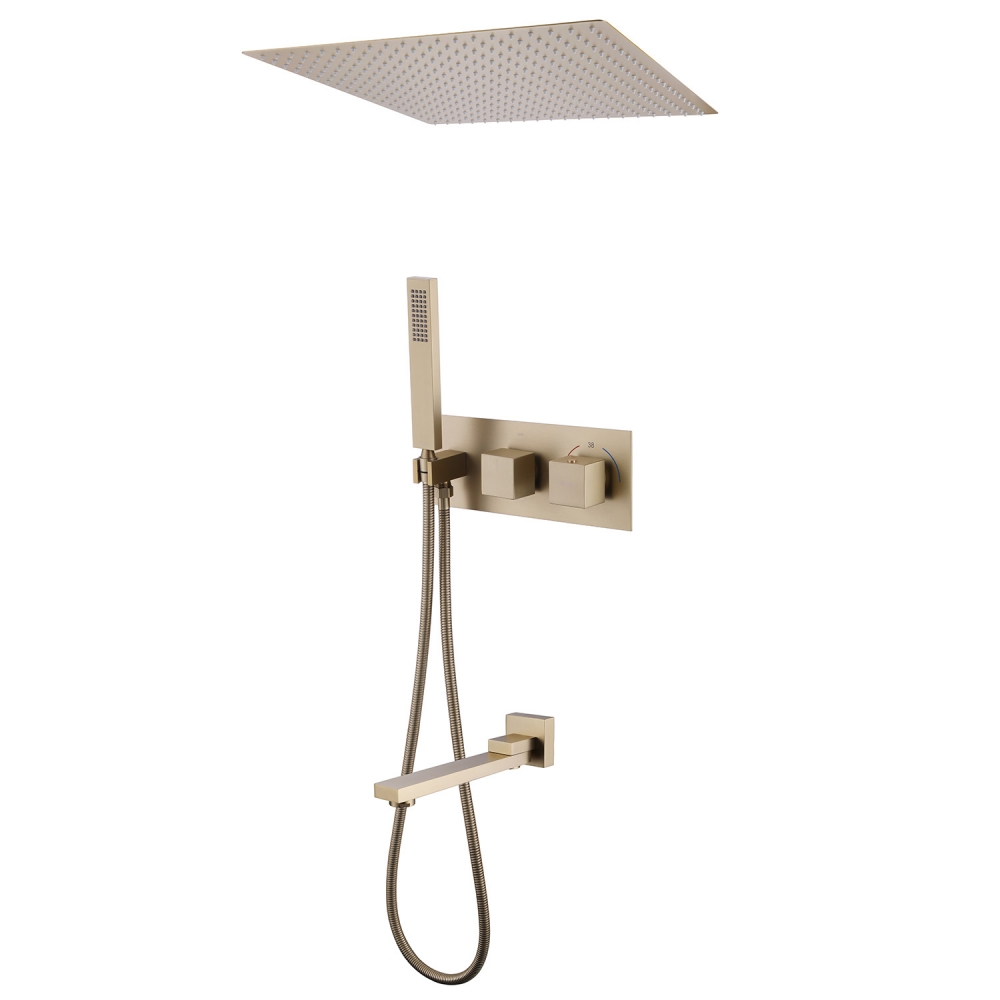 Душевая система ABBER Daheim AF8254G скрытого монтажа с изливом, термостат, золото матовое в строительном магазине