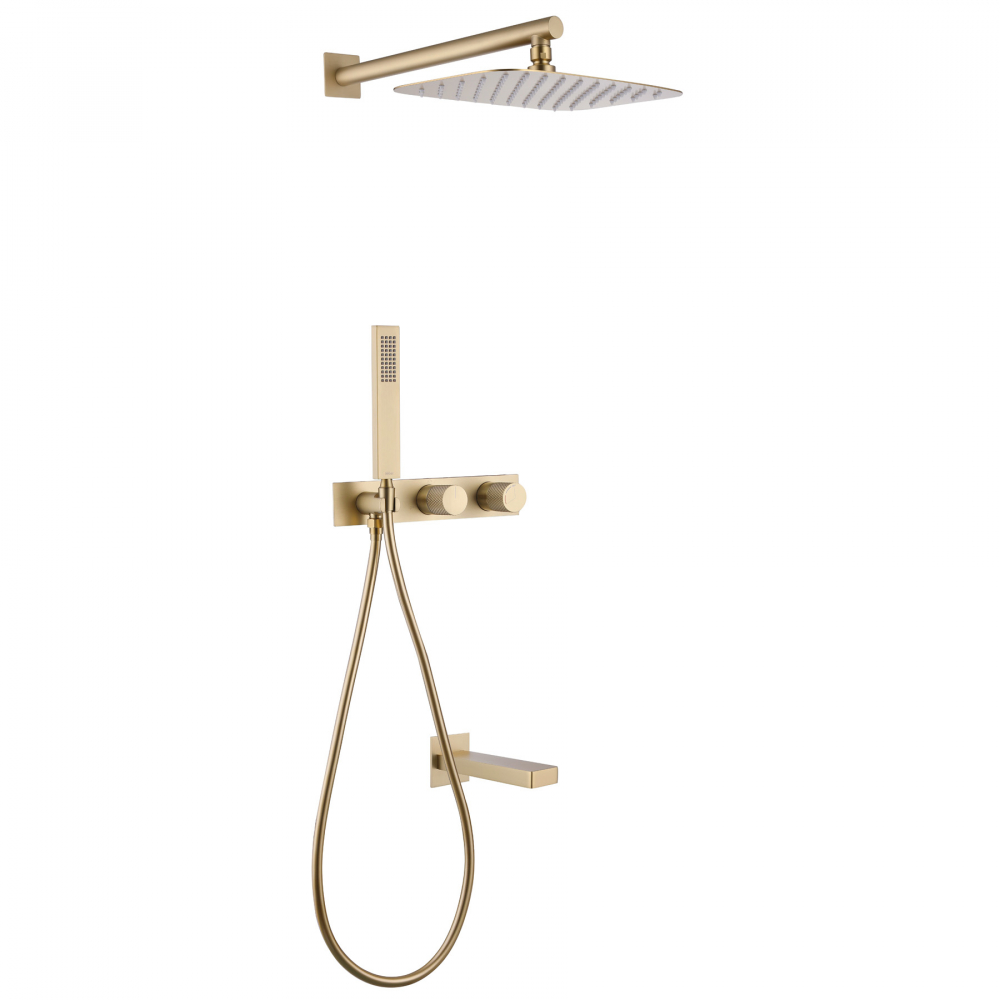 Душевая система ABBER Rund AF8717G скрытого монтажа с изливом, золотое матовое в строительном магазине