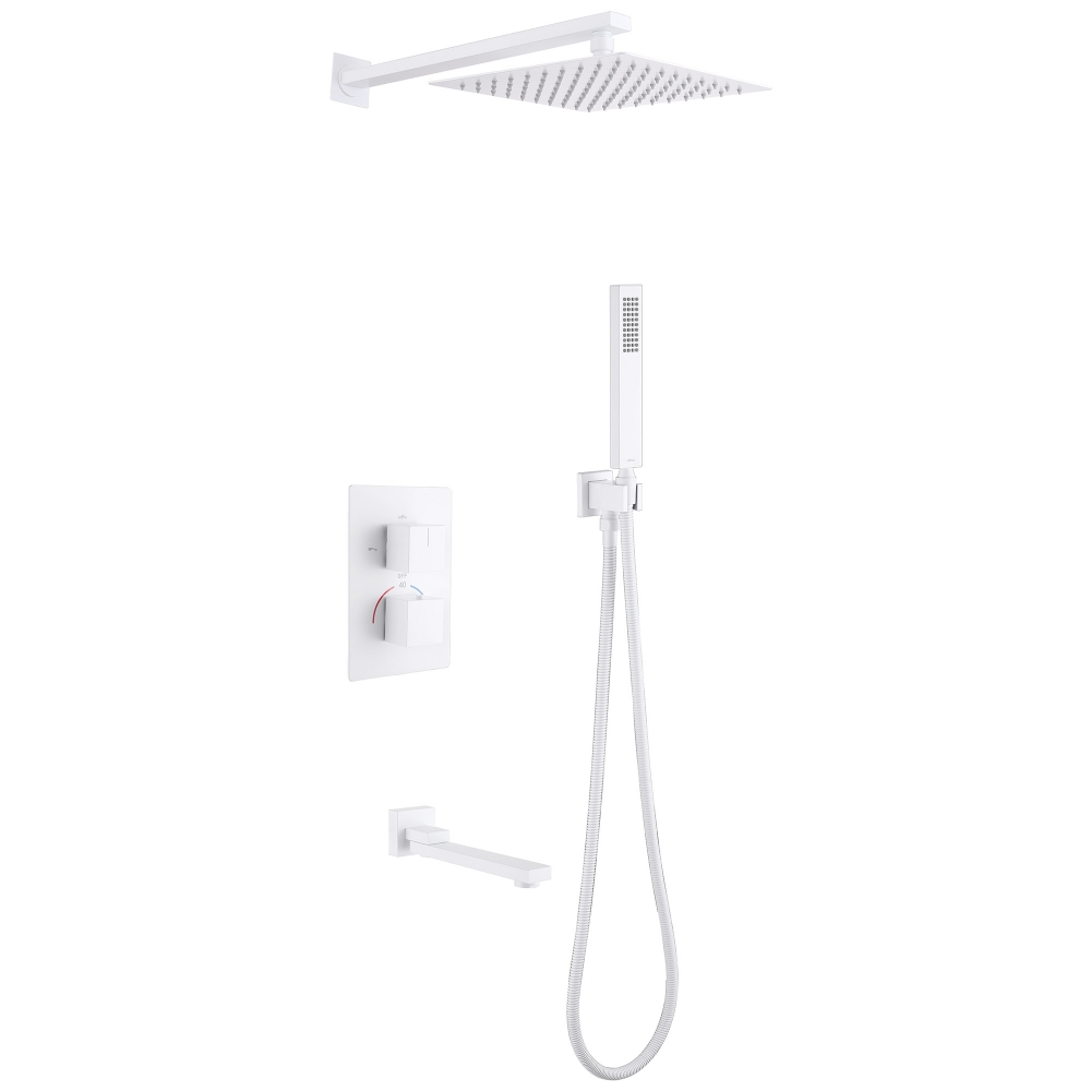 Душевая система ABBER Daheim AF8250W скрытого монтажа с изливом, термостат, белая матовая в строительном магазине